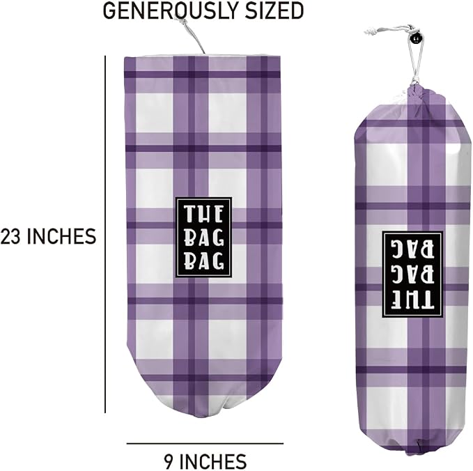Plastic Bag Holder,Reusable And Washable Grocery Bag organizer,for Home Kitchen Travelling Camping Decor, use 1 Pack, Purple and White Pattern