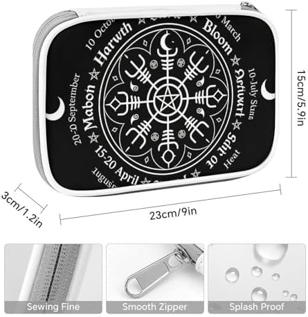 Fashion Pencil Case Waterproof Thin Organizer Box For Art Pens, Pencils, And More Norse Viking Vegvisir Compass Goth Pentagram
