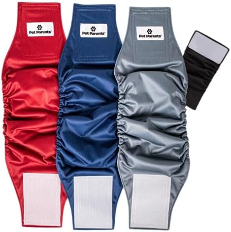 Pet Parents® Washable Belly Bands for Male Dogs (3pack) + Extendrs® of Durable Dog Diapers Male, Premium Male Dog Diapers & Dog Wraps (Medium, Kingsmen)