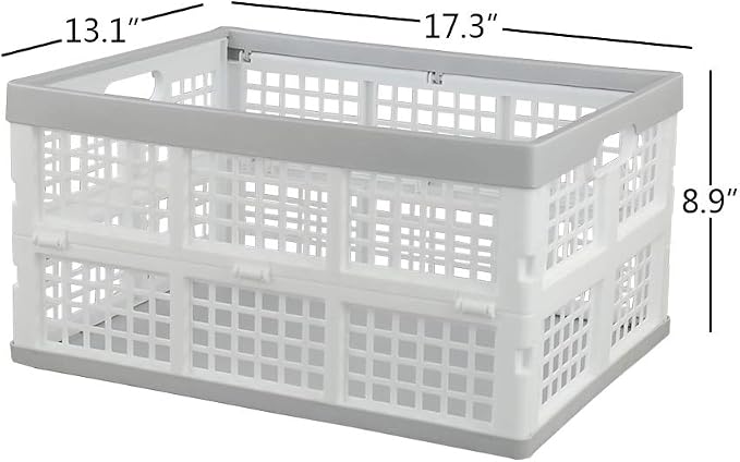 Vababa 28 L Plastic Collapsible Storage Bins, Set of 3 | Stacking Utility Foldable Basket, Collapsible Crates, Ideal for Groceries, Toys, Sundries, Household Supplies Storage