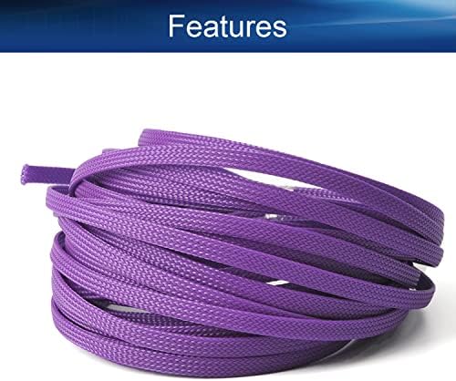 Bettomshin 1Pc 32.8Ft(10m) Cable Management Sleeve, 1/4"(6mm) Width PET Purple Cord Protector, Wire Loom Tube Insulated Split Sleeving for USB Cable Power Cord Organizer Video Cable Hider