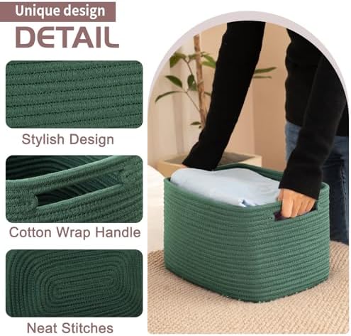 OIAHOMY 4 Pack Storage Baskets for Organizing 15L Cube Storage Bins Green