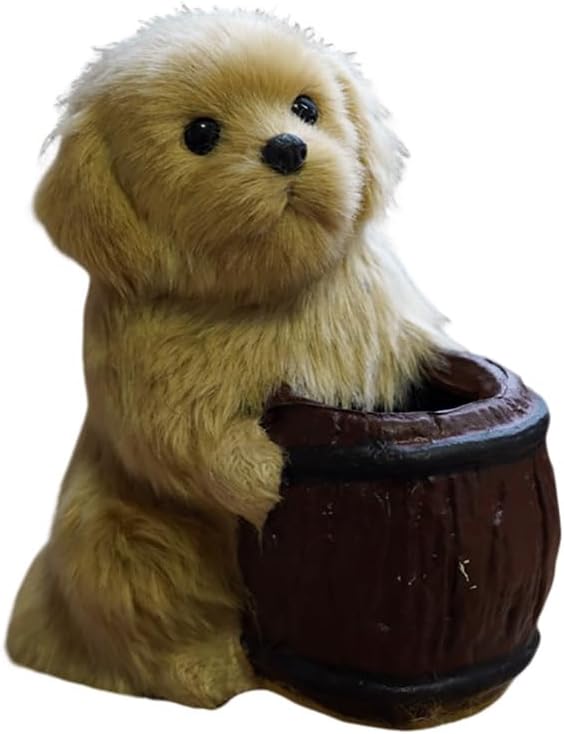 Surakey Creative Cute Pug Dog Pencil Holder - Pet Pen Cup Desk Organizer - Resin Puppy Figurine Decorations Dog Sculpture Organizer Decoration Gift for Kids Students Home Office, Style 1