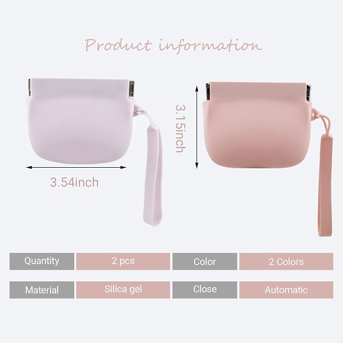 Silicone Dog Treat Pouch Portable Snack Pouch (Pink & Purple) | 2 Pieces Silicone Mini Portable Pet Snack Pouch with Auto Close Feature Feed Dog Treat Pouch for Pet Travel or Outdoor Use