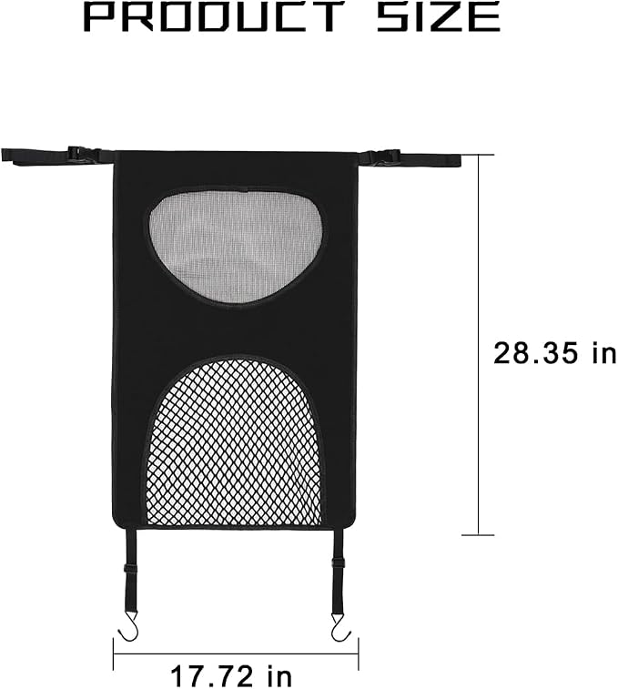 Car Mesh Organizer, Vehicle Seat Back Net Bag Barrier for Backseat Pet Kids, Auto Driver Storage Netting Pouch Holder for Cargo Tissue Purse, Universal for SUV, Truck, RV