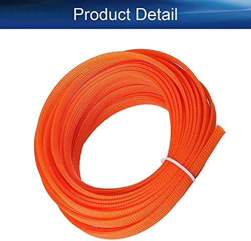 Bettomshin 1Pc 32.8Ft(10m) Cable Management Sleeve, 3/8"(10mm) Width PET Orange Cord Protector, Wire Loom Tube Insulated Sleeving for USB Cable Power Cord Organizer Video Cable Hider