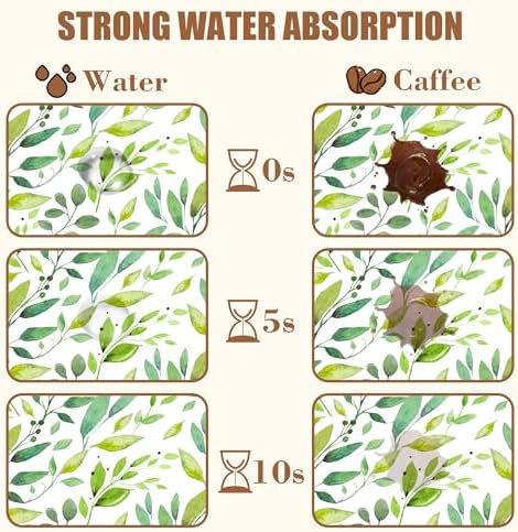 Dish Drying Mat Watercolor Green Leaves Coffee Bar Mat for Countertop Absorbent Hide Stain Rubber Backed Dish Drainer Rack Pad Espresso Machine Cafe Table Decor 15.7 x 23.6 Inch