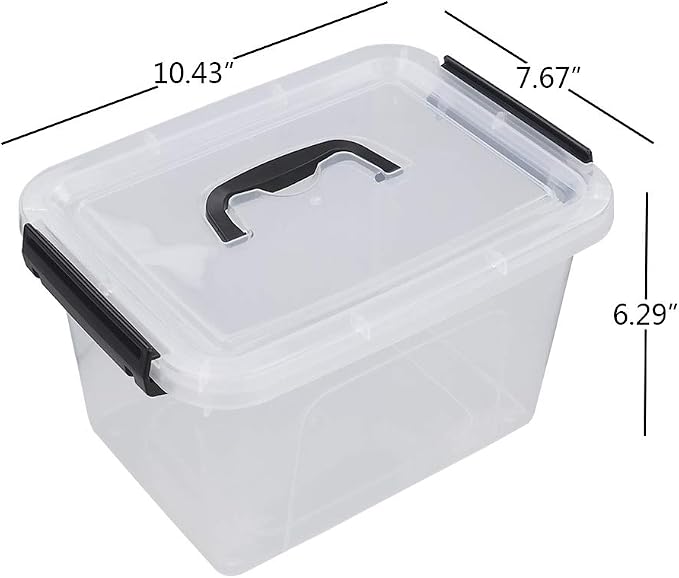 4-Pack Clear Storage Boxes, 5 L Plastic Storage Latch Box