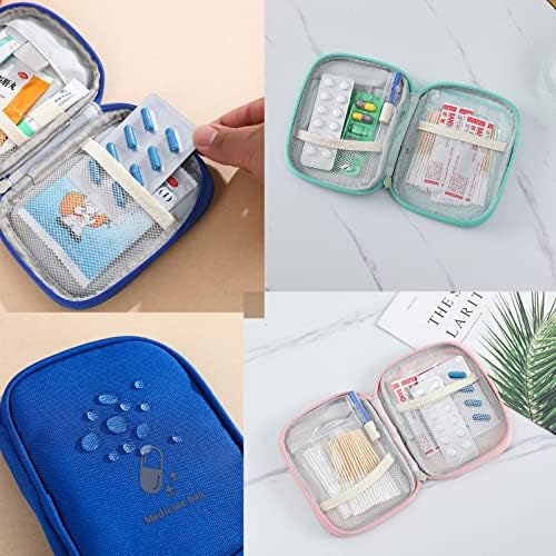 Small First Aid Bag Empty, Portable Travel Pill Bag Double Zipper First Aid Pouch with Handle for Family Outdoors Hiking Camping Car Office Workplace (Pink)