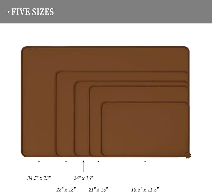 Reopet Waterproof Pet Feeding Mat, Non-Slip Silicone Placemats for Dog Cat Food and Water Bowl, High Raised Edges to Prevent Spills and Protect Floors