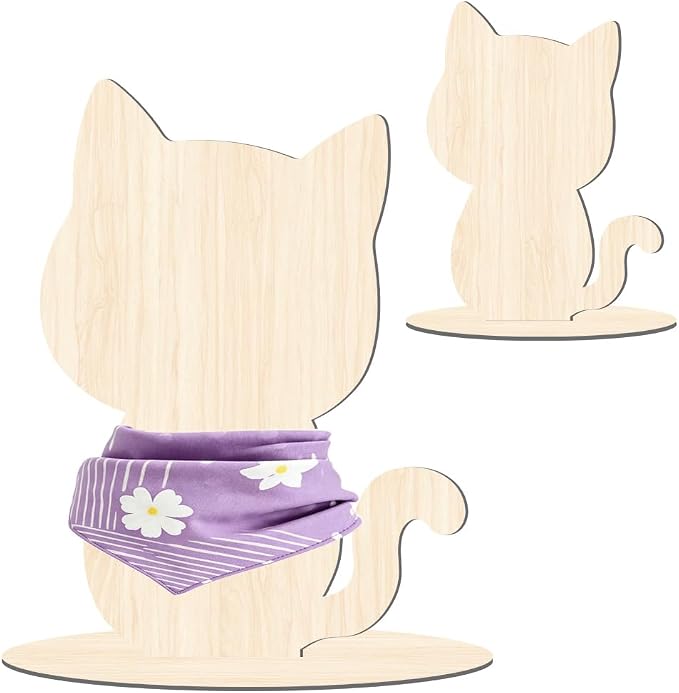 Cat Display Stand for Clothing Scarfs Bandana 11.8 x 8.7 x 0.2 Inch Cat Mannequin Display Wooden Pet Silhouette Stand for Pet Stores Shops Window Show Photography Prop Home Decorations
