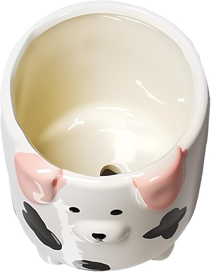 Ceramic Dog Shaped Pen Pencil Holder for Desk Decoration Accessories Dog Decor Makeup Brush Pen Cups Succulent Plant Pot Office School Ideal Gifts for Women, Mom or Birthdays