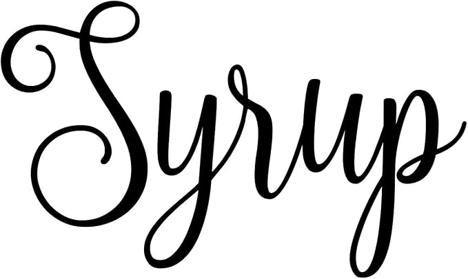 Syrup 4.25w x 2.5h Label | Kitchen Pantry Organization | Die Cut Vinyl Decal | Black Fancy Font (Sticker Only)