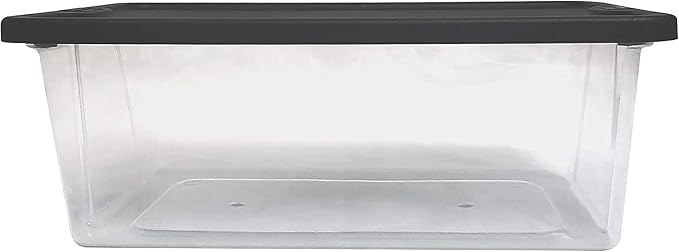 HOMZ 10-Pack Snaplock, Small Clear Plastic Storage Organizer Bins w/Lids, 6 Quart, Gray - Stackable Container Boxes for Bedroom, Bathroom, Garage, and Office Organization