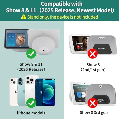 HomeMount Adjustable Stand for Show 8 (2025 Release) & Show 11, Show 11 Stand Swivel, Tilt 18 Degrees Forward & Backward Magnetic Non-Slip Bottom Adjustable Cellphones & Show 11 Accessories (White)