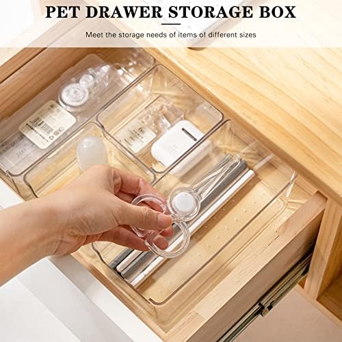 VALINK Clear Plastic Drawer Organizer, Desk Drawer Dividers Refrigerator Organizer Bins Clear Organizing Bins Plastic Storage Small Box, Makeup Organizer Drawers Storage Small Square Box