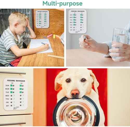 YAUYIK Dog Feeding Reminder, Puppy Feeding Schedule Chart, AM/PM Daily Indication Chart Feed/Walk Your Pets, Helps You to Track Pet Feeding & Walking (White)