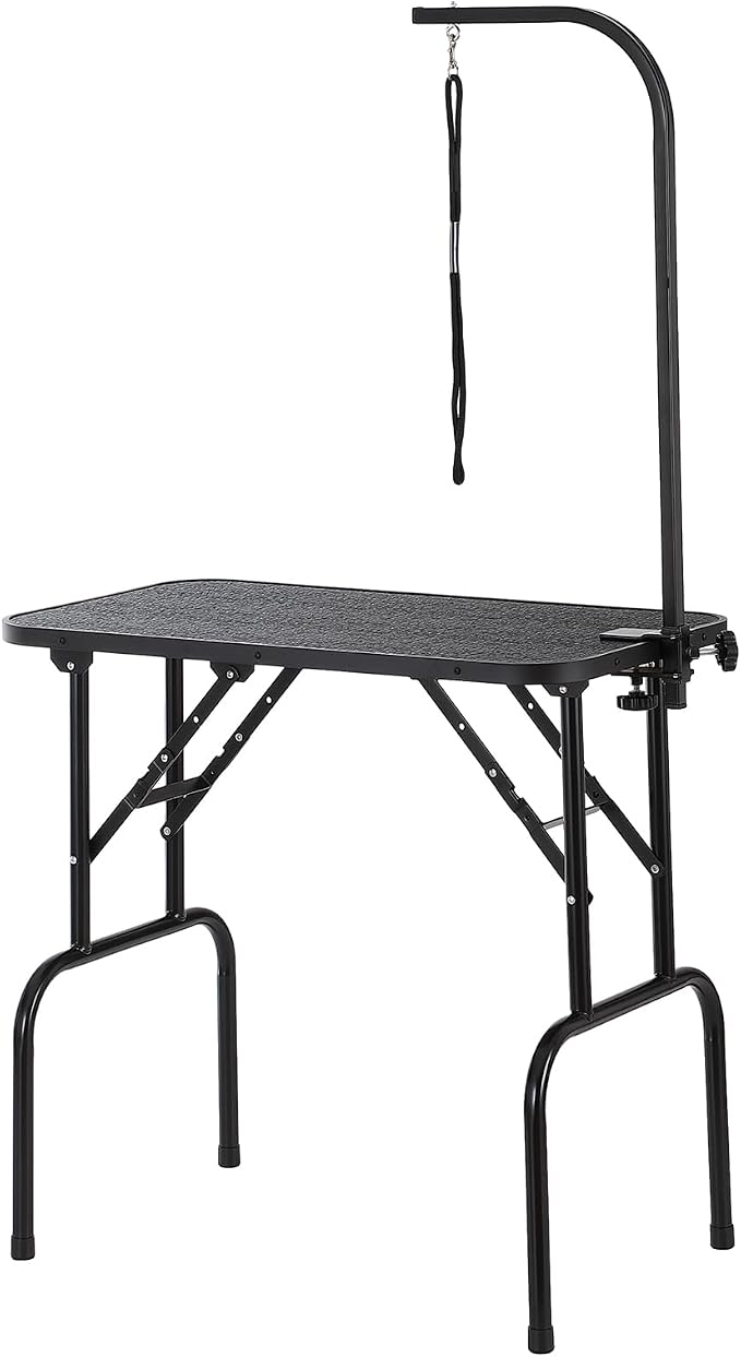 VEVOR Pet Grooming Table, 32 x18 Inch with Height Adjustable Arm, 220LBS Static Weight Capacity, Foldable Dog Groom Station with No-Sit Haunch Holder with Grooming Loop, for Medium and Small Dogs