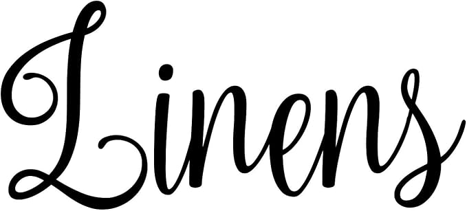 Linens 4.5w x 2h Label | Home Organization | Die Cut Vinyl Decal | Black Fancy Font (Sticker Only)