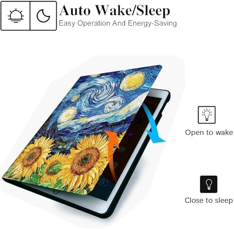 for Microsoft Surface Go 4/3/2/1-10.5" 2021 Tablet Case,Auto Wake/Sleep,Adjustable Stand Protective Cover - Starry Night Sunflower