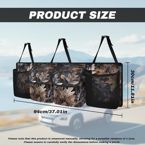Dreaweet Hunting Camo Trunk Organizer for SUV,Collapsible Large Capacity Auto Backseat Hanging Storage Bag with Adjustable Strap & 4 Pockets,Space Saving Car Back Seat Cargo Bag Universal Fit