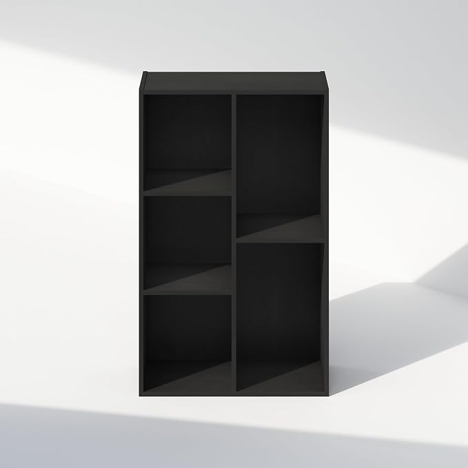Furinno Reed Closet Organizers and Storage, 5-Cube Reversible Closet Shelves, Closet Organization Shelf, 9.4 x 19.5 x 31.5, for Bedroom, Closet, Blackwood