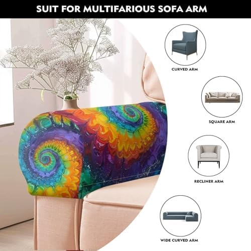 Couch Arm Covers for Sofa Fancy Floral Arm Rest Cover Washable Armchair Slipcovers for Recliner Soft Brushed Spandex Couch Covers for Home Daily