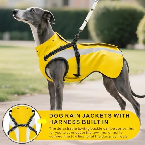 Dog Raincoat Waterproof Raincoats for Dog Reflective Dogs Rain Jackets with Hood Hoodie Pet Rain Poncho Coat for Small Medium Large Dogs Puppies S-XXL (Yellow, XXL)