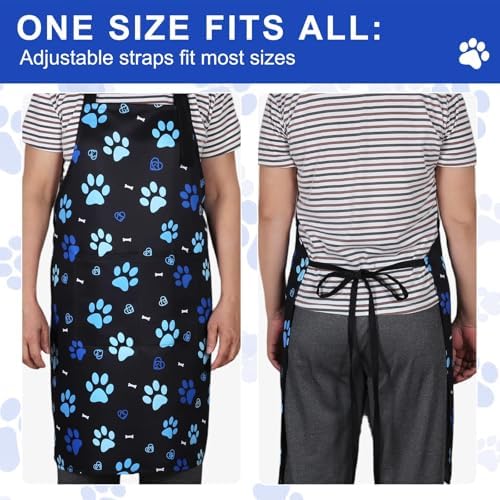 Dog Grooming Water-repellent Apron with 2 Pockets, Animals Puppy Dogs Pets Kitchen Chef Aprons for Grooming Cooking