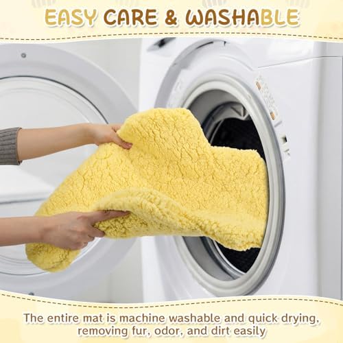 3 Pack Self Warming Pet Bed Leaf Shape Self Heating Cat Dog Mat Washable Thermal Sleeping Pad for Indoor Outdoor Hedgehog, Bunny, Sugar Glider, Rat, Chinchilla(Light Yellow,Large-19 x29)