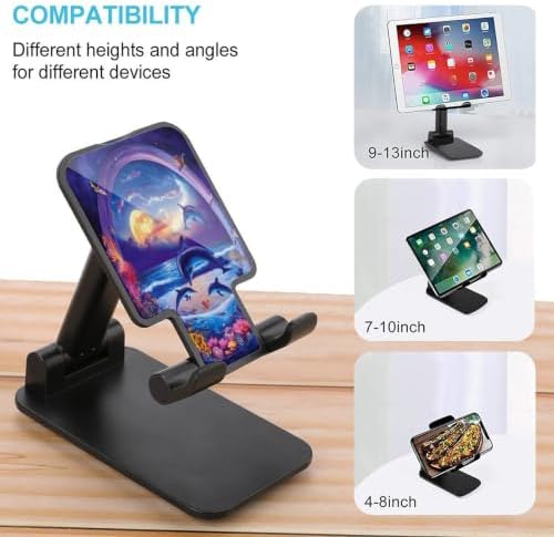 Folding Dolphin Underwater World Cell Phone Stand for Desk Accessories | Desktop, Adjustable Mobile Holder, Compatible with 4"-13" Smartphones, Tablet, with Non Slip Base