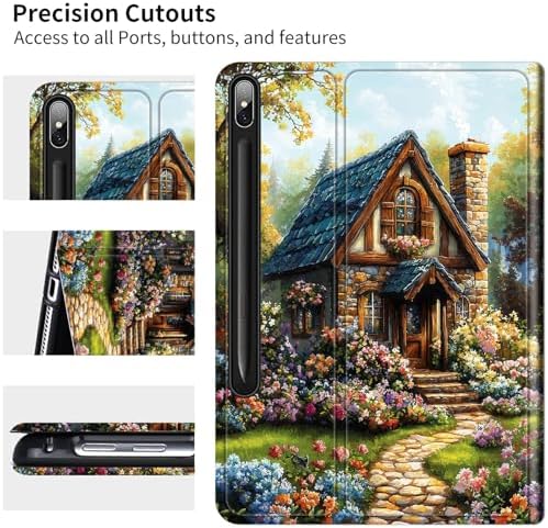 Case for Samsung Galaxy Tab S10+ Plus 2024/ S9 FE Plus/ S9 Plus 12.4" 2023 | Slim Leather Smart Cover with Multi-Angle Anti-Slip Stand [Auto Wake/Sleep] Shell for Women Men, Garden Castle