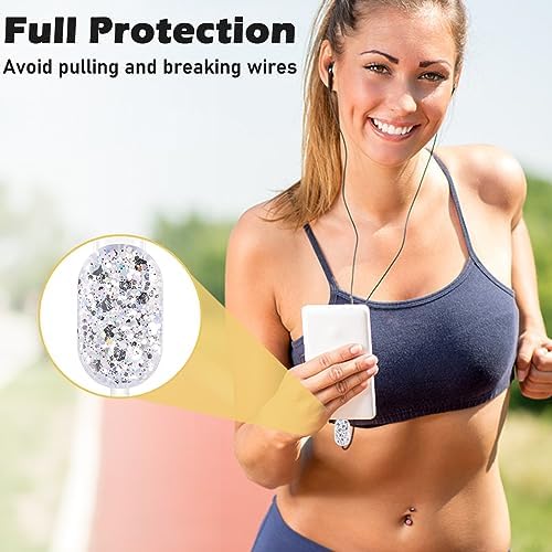 Glitter DIY Cable Protector Compatible for Apple iPhone Power Adapter with Mirror,Cute Bling Love Heart Design,Data Line USB Case Wire Cable Saver Phone Charger Protector for iPhone (Silver)