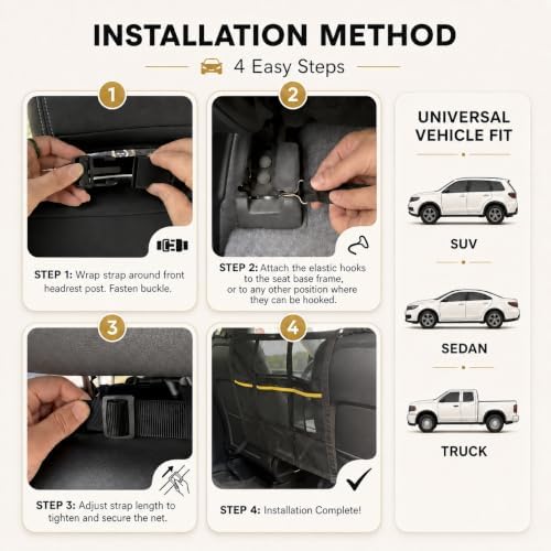 Dog Car Barrier for SUV, Truck & Sedan, Safer Driving | Double-Layer Car Divider for Dogs with Mesh Organizer, Car net for dogs, Breathable & Easy to Install