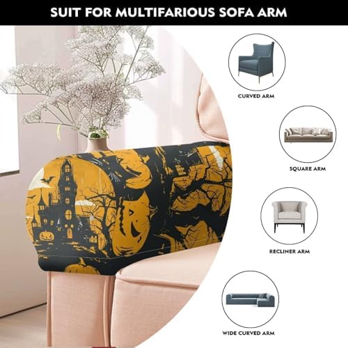 Cool Castles Armrest Covers for Sofa Couch Arm Covers for Sofa 2 Pack Universal Size Scratch Resistant Protector Covers Halloween Decoration