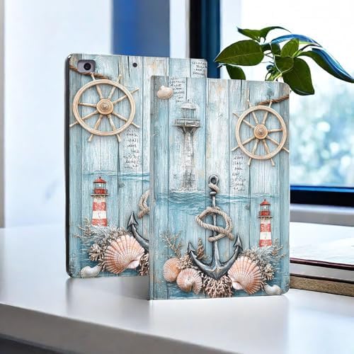 for Microsoft Surface Pro X/Pro X Plus-13 2019/2020/2021/2024 Tablet Case,Auto Wake/Sleep,Adjustable Stand Protective Cover - Nautical Lighthouse Anchor