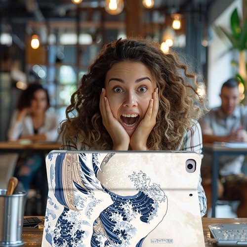 for Microsoft Surface Pro 11/10/9-13" 2024/2022 Tablet Case,Auto Wake/Sleep,Adjustable Stand Protective Cover - Japanese Waves