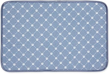 Bone Dry Machine Washable, Ultra Absorbent Pet Mat, 12x18, Stonewash Blue Trellis Print