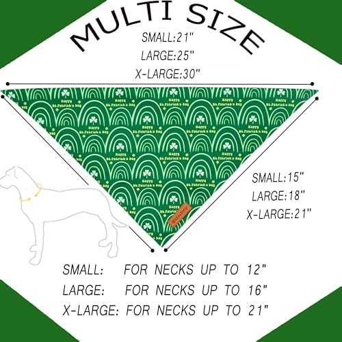 Realeaf St. Patrick's Day Dog Bandanas 2 Pack, Reversible Green Dog Scarf for Boy and Girl, Premium Durable Fabric, Holiday Bandana for Large and Extra Large Dogs Pets (X-Large)