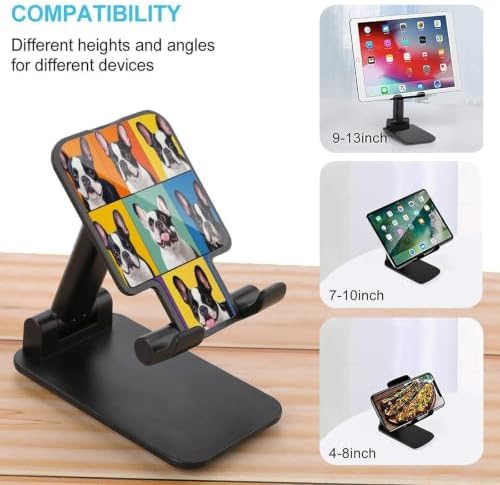 Reusable French Bulldog Pet Phone Stand for Desktop Accessories | Collapsible, Cell Phone Holder, with Flexible Height Angle Adjustment, Travel Office