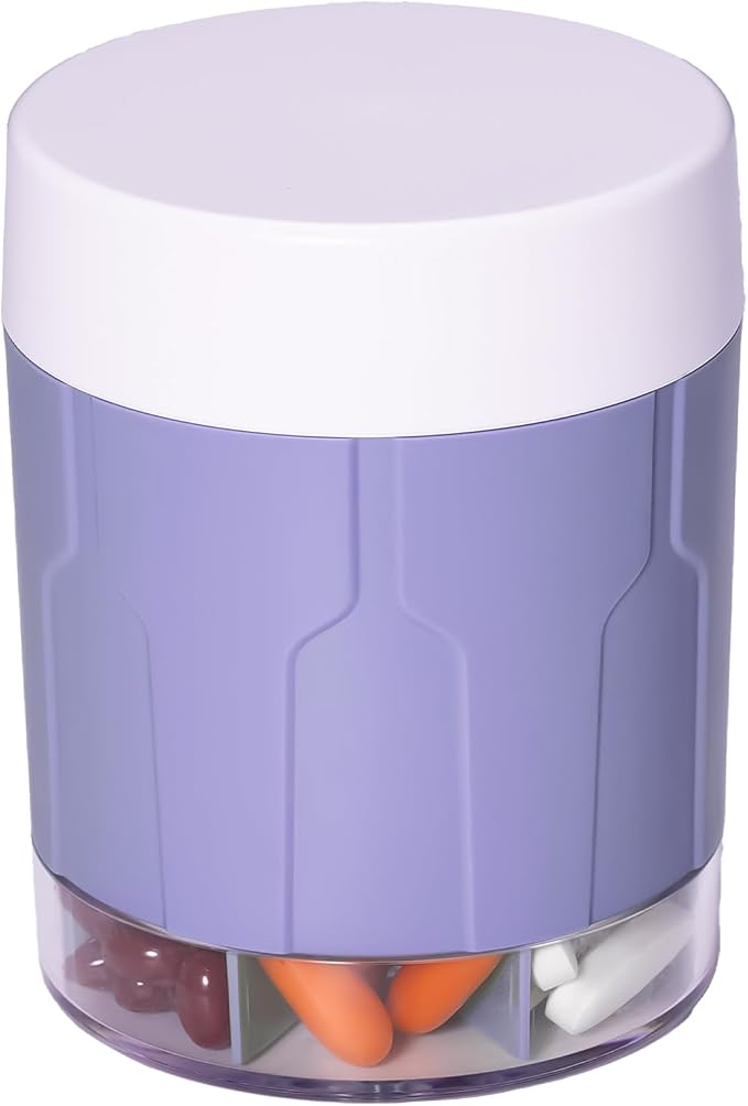 Weekly XXL Pill Organizer Bottle, Daily Pill Dispenser, Anti-Mix Design | 7 Day Portable Travel Pill Box, 21 Labels & Cleaning Brush, XXL Wide Mouth for Easy Access, Vitamin, Fish Oils, Supplement