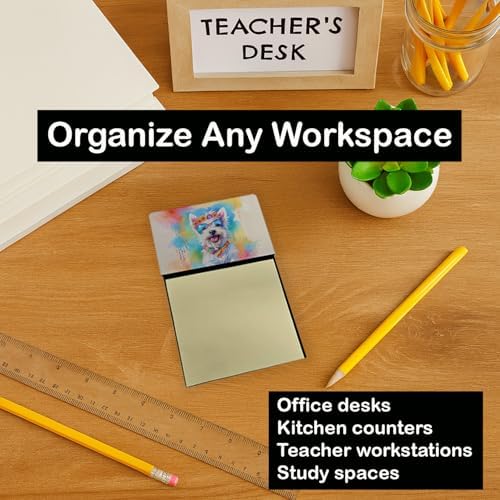 Caroline's Treasures Westie Hippie Dawg Sticky Note Holder Refillable Dispenser Self-Sticky Note Pads, Memo Pads Blank Desk Accessories