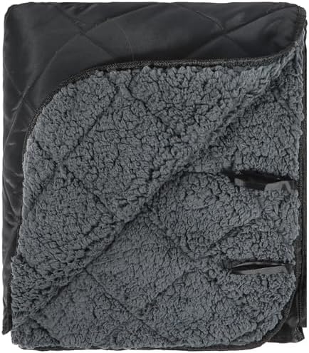 REDCAMP Large Camping Blanket with Sherpa Lining, Black 71"x59" | Cold Weather Warm Thick Outdoor Blanket Comfy Foldable & Windproof for Camping Stadium,Car,Picnics,Pet,Trip,Machine Washable