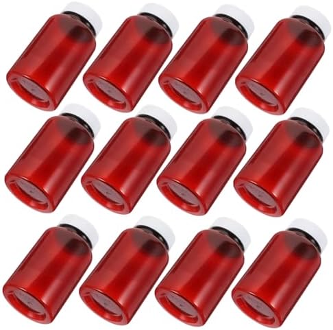 Healifty 12 pcs Amber Plastic Medicine Containers with Sealing Caps Leak Empty Pill Storage Bottles Pet Material Portable Pill Organizer for Travel and Daily Use