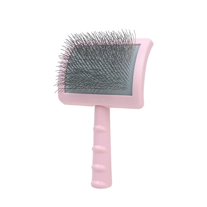 Professional Dog Slicker Brush for Poodles, Goldendoodles & Long-Haired Dogs – 25mm Extra Long Pins, Gentle Dematting & Detangling Tool for Thick Curly Coats, Non-Slip Ergonomic Handle (pink, L)