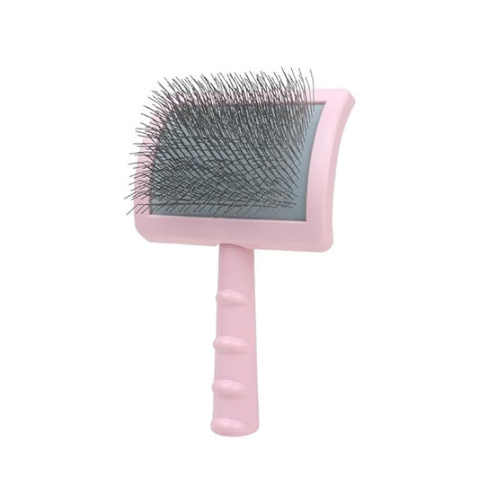 Professional Dog Slicker Brush for Poodles, Goldendoodles & Long-Haired Dogs – 25mm Extra Long Pins, Gentle Dematting & Detangling Tool for Thick Curly Coats, Non-Slip Ergonomic Handle (pink, L)