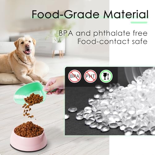 Melamine Pet Food Measuring Scoop, 1 Cup 1/2 Cup 1/4 Cup with Clear Measurement Lines for Dog, Cat, Bird, and Rabbit, Durable, Ergonomic Handle, Dishwasher safe-Orange & Baby Green