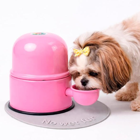 Pet Water Dispenser for Dogs and Cats, 47.3 oz – Gravity-Fed Aluminum Water Bowl, Prevents Wet Fur, Provides Continuous Fresh Water, Electrostatic Coated Finish, Vida Mansa (Pink)