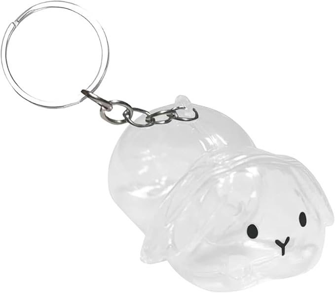 Colaxi Pet Bottle Keyring Rabbit Shaped Keepsake Portable Cute Transparent Pet Hair Holder Bag Charm