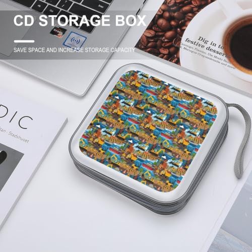 DVD Holder Case Under Construction 40 Capacity Hard Shell CD Organizer Box | Disc Storage Binder Under Construction Protective DVD Organizer Wallet for Music Movie Game